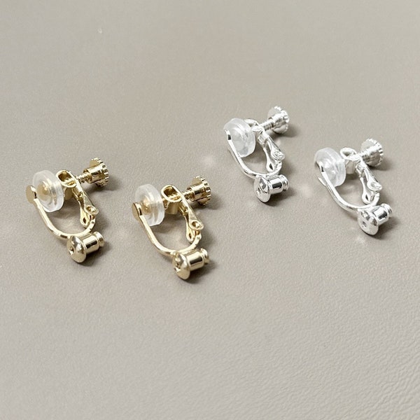 14k Gold/White Gold Plated Clip-On Earrings Converter, Gold/Silver Earring Clip Backs, Earring Converter For Non-Pierced Ears