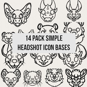 14 Pack Simple Headshot Icon Bases || Furry Art Digital PNGs