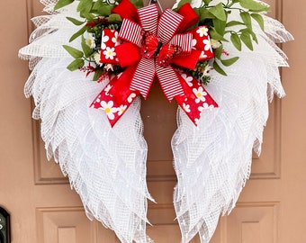 Custom Order Angel wings, Memorial Wreath, front door decor, home decor, holiday decor, angelic gifts, cemetery display,funeral services