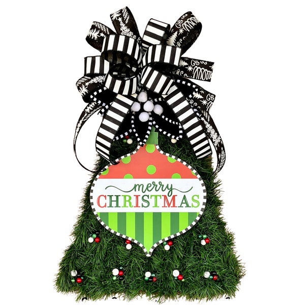 Black and White Christmas Tree Wreath – Etsy