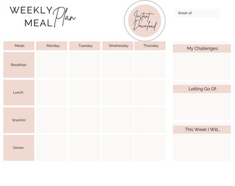 Weekly Meal Planner & Grocery List | Digital Download | PDF | Printable