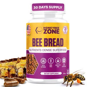 Natural Bee Bread Capsules – Immune Support, Energy Boost, Probiotic Superfood – 60 Vegetarian Capsules