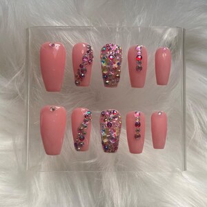Rainbow Bright 3D Butterfly Press On Nails/ Pink Nails/ Press Ons/ Rhinestones/ Handmade Press on nails/Customize press ons