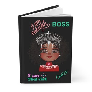 Notebook Journals - &quot;I Am Enough, I Am That Girl&quot; - Hardcover Girls Notebook Journal Matte - Gifts for Girls - Journals for Girls