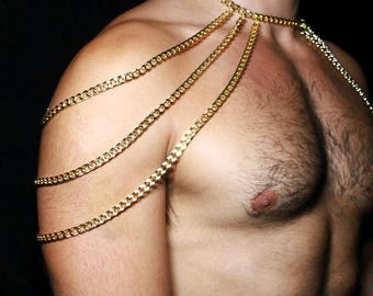 Triple Layer Body Chain – Stainless Steel Shoulder Harness, Festival Jewelry