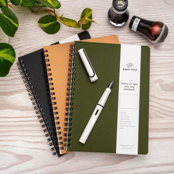 Cosmo Air Light Twin Ring Notebook - Fountain Pen Friendly Spiral Notebook