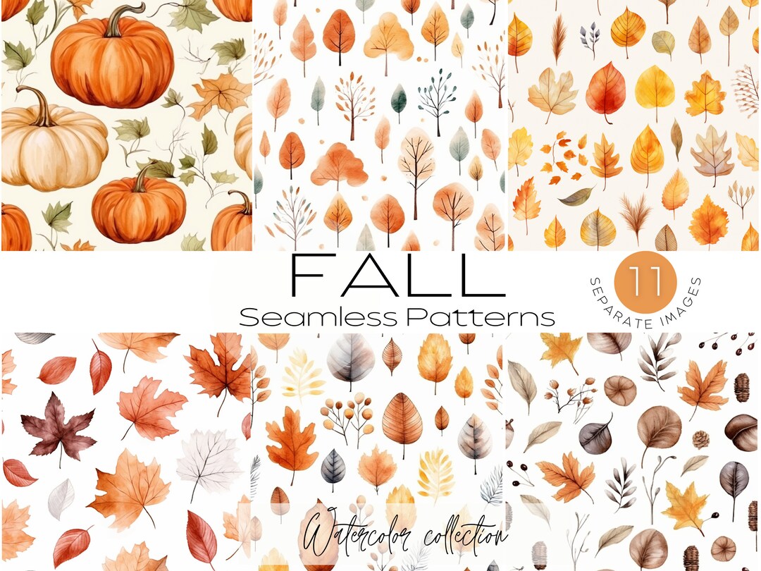 Fall Autumn Leaves Assets - Seamless Digital Paper - Fall Seasonal ...