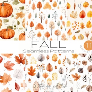 Fall Autumn Leaves Assets - Seamless Digital Paper - Fall Seasonal Pattern, Instant Download, Printable Scrapbook Paper