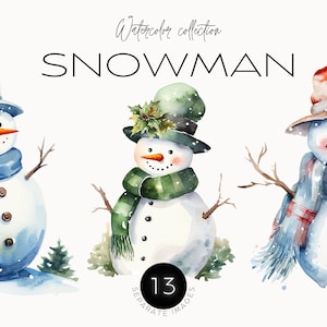 Boneco De Neve PNG | Clipart de Natal em aquarela | Clipart de Natal | Pacote de clipart de inverno | Jornal Lixo | Cartões de decoração de Natal | Artesanato de papel