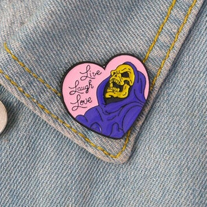 Heart Shaped Enamel Brooch Skeleton Badge Lapel Pin Jeans Shirt Bag Gothic Jewelry Friend Gift