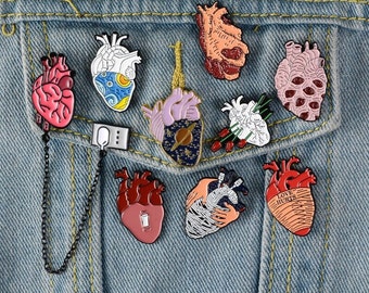 Detailed Heart Anatomy Enamel Pins Brooch | Medical Anatomy Brooches For Nurse Doctor Gifts Label Pin Jewelry Badges