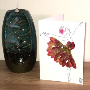 Pressed flower thank you card, dries flower greeting card, real flower art,  nature lover, gift for her