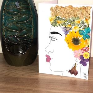 Pressed flower thank you card, dries flower greeting card, real flower art,  nature lover, gift for her