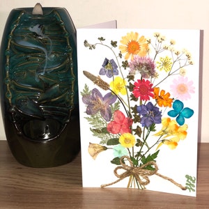 Pressed flower thank you card, dries flower greeting card, real flower art, gift for her