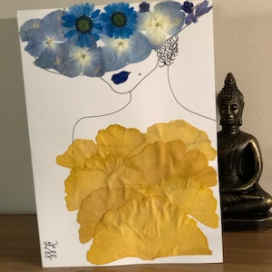 Pressed flower thank you card, dried flower greeting card, real flower art, valentine card, self love card, mother day, bridal shower
