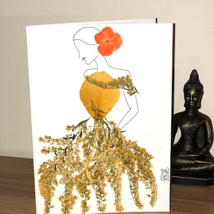 Carte de remerciement fleurs pressées, carte de voeux fleurs séchées, art floral véritable, carte de la Saint-Valentin, carte d'amour, carte de collection fille, douche nuptiale