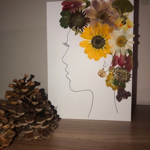 Pressed flower thank you card, dries flower greeting card, real flower art,  nature lover, gift for her