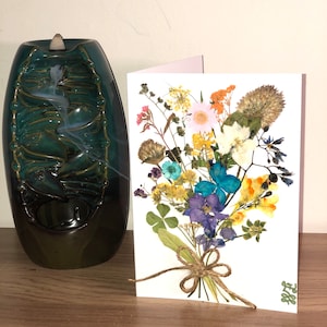 Pressed flower thank you card, dries flower greeting card, real flower art, nature lover, gift for her