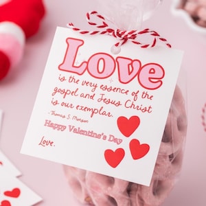 San Valentín SUD, folleto de ministración de febrero, etiqueta de regalo de las hermanas de la Sociedad de Socorro SUD, etiqueta de regalo de San Valentín imprimible SUD, tarjeta de los Santos de los Últimos Días