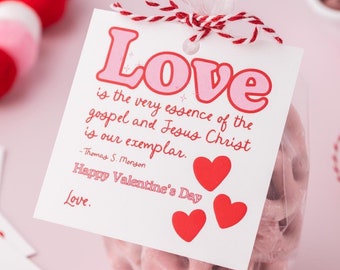 LDS Valentines, February Ministering Handout, LDS Relief Society Sisters Gift Tag, LDS Printable Valentine Treat Tag, Latter-day Saints Card