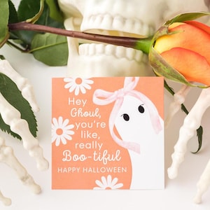 Hé Ghoul, Tu es vraiment super boo-tiful, étiquette de cadeau imprimable pour Halloween, cadeau pour elle, étiquette cadeau bouquet de fleurs, huée, étiquette fantôme coquette