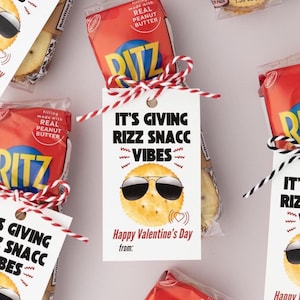 Rizz Saint-Valentin, étiquette de gourmandise ronde biscuits au beurre, classe pour enfants Saint-Valentin imprimable, cartes de Saint-Valentin drôles entre garçons, jeux de mots d'argot pour adolescents