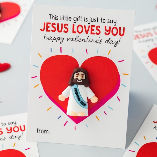 Mini Jesus Valentine Holder Card Printable, Jesus Loves You Valentine, Christian Classroom Valentine, LDS Primary Gift, Faith Valentine