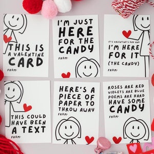 Mädchen Strichmännchen Lustige Kinder Valentinstag Karten, druckbare Klassenzimmer Valentinstag Karten, Mittelschulklasse, digitale Valentinstag Karten für zwischen Mädchen