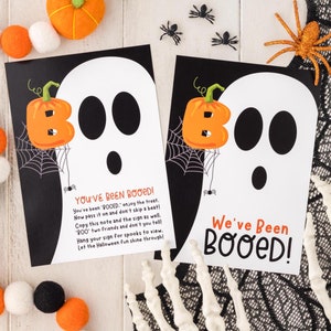 You've Been Booed-gedicht, afdrukbaar Halloween-spel, buurttraditie, bord We've Been Booed, Boo-mand, schattig spook, traktatiekaart downloaden