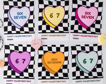 6 7 Conversation Heart Valentines, Tween Classroom Valentine Cards, Funny Kids Printable Valentines, Cool Slang Valentines, Instant Download