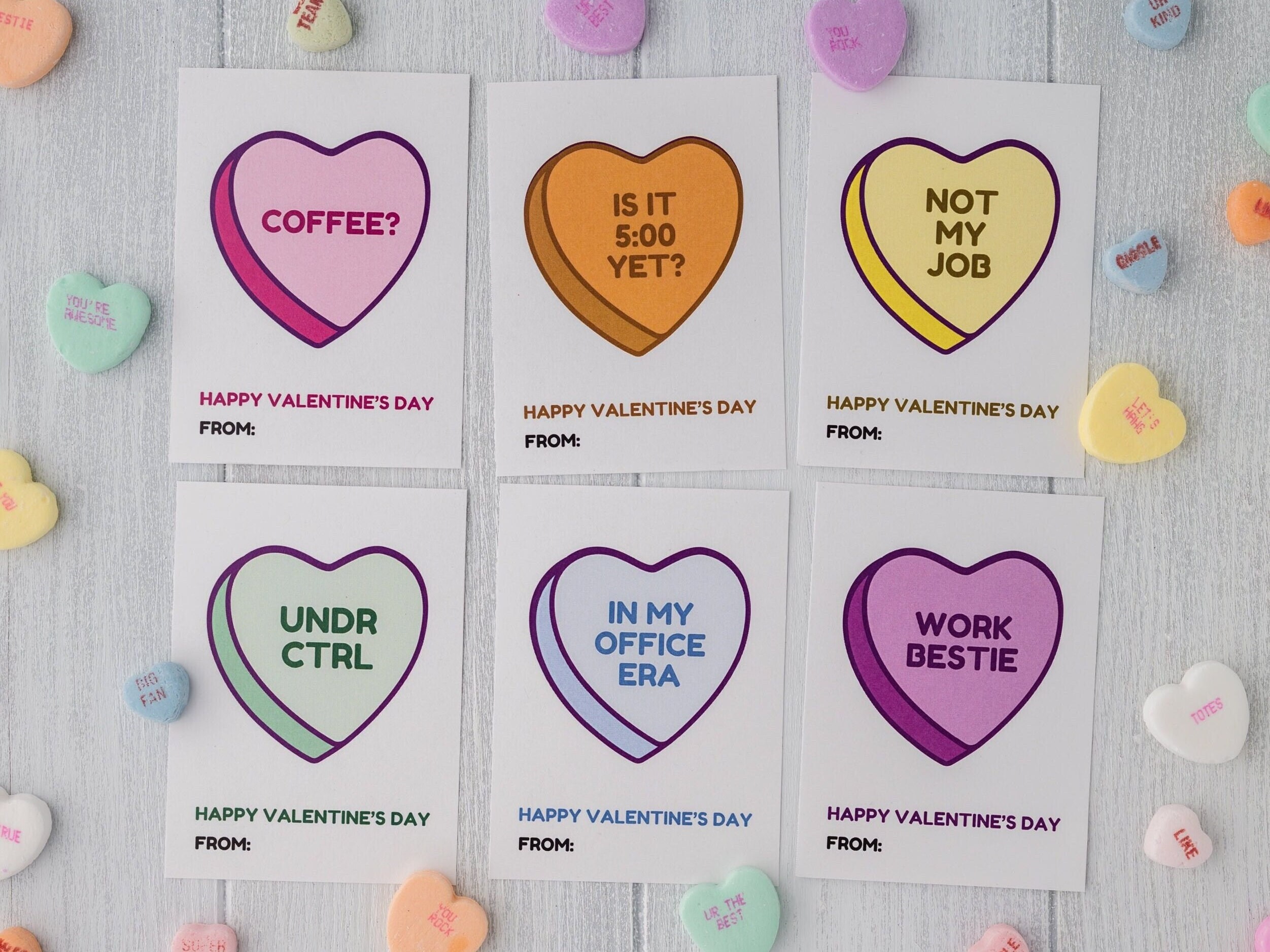 Funny Coworker Valentines, Candy Hearts Cards, Office Valentine's Day  Party, Printable Valentine, Coworker Gift Tag, for Boss, for Employees -  Etsy, image size:2503x1877