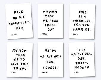 Funny Valentine Cards for Kids, Printable Classroom Valentines, Digital Valentine, School Class Valentines, Kids Valentines, Tween Valentine