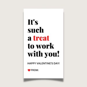 Coworker Valentine Treat Tag, For Colleagues, Staff, Faculty, Employee, Client, Office, Business, To Work With You, Simple Design, Printable