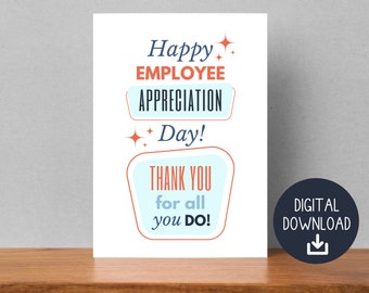 Card for Employee Appreciation Day, Staff Appreciation, Appreciation Gift from Boss, Team Appreciation, Employee Recognition, Printable Card