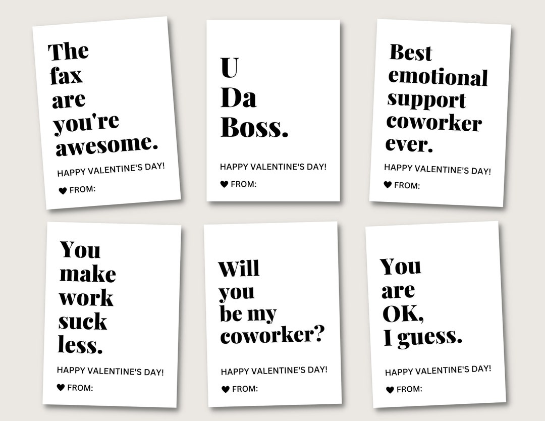 Funny Coworker Valentines Set2 Workplace Valentine Cards For Boss For Colleague For