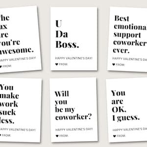 Funny Coworker Valentines Set#2, Workplace Valentine Cards, For Boss, For Colleague, For Employees, Printable Valentines, Office Party, Gift
