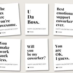 Funny Coworker Valentines Set #2, Cartes de la Saint-Valentin en milieu de travail, Pour le patron, Pour un collègue, Pour les employés, La Saint-Valentin imprimable, Fête de bureau, Cadeau