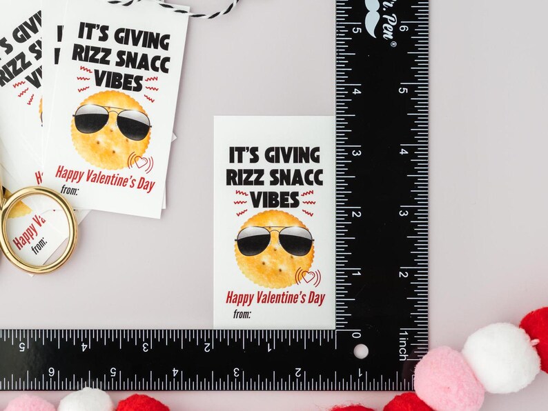 Rizz Valentines, Round Buttery Cracker Treat Tag, Kids Classroom ...