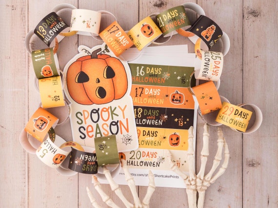 Halloween Countdown Chain, Printable Halloween Calendar for Kids, Classroom Countdown to Halloween, Halloween Advent, Halloween Paper Crafts
