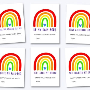 Cartes de Saint Valentin arc-en-ciel pour enfants