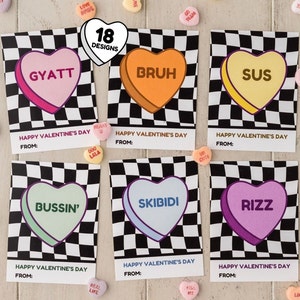 Teen Slang Candy Hearts, lustige Kinder Valentine Printable, Klasse Valentines, Tween Valentines, Mittelschüler, Gen Z, Gen Alpha, für Teenager