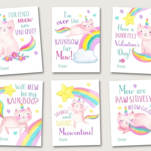 Licorne Chat Saint Valentin, Saint Valentin Arc En Ciel, Kittycorn, Caticorn, Chaton, Mignon Fantaisiste, Saint Valentin Numérique, Petite Fille, Saint Valentin En Classe