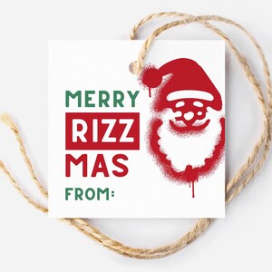Merry Rizzmas Geschenkanhänger für Jugendliche, Geschenkanhänger für Weihnachten, lustige Geschenkanhänger für Kinder, Gen Z, Tween Geschenke