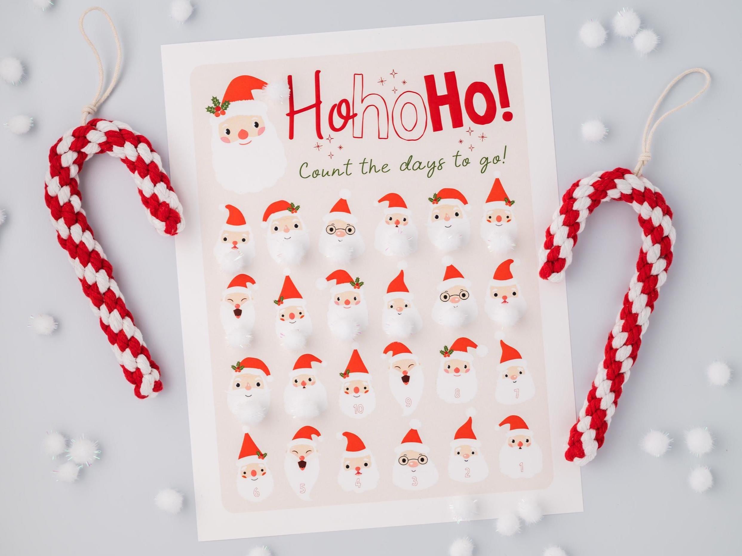 Printable Santa Christmas Countdown Calendar, Pom Pom Beard Craft…