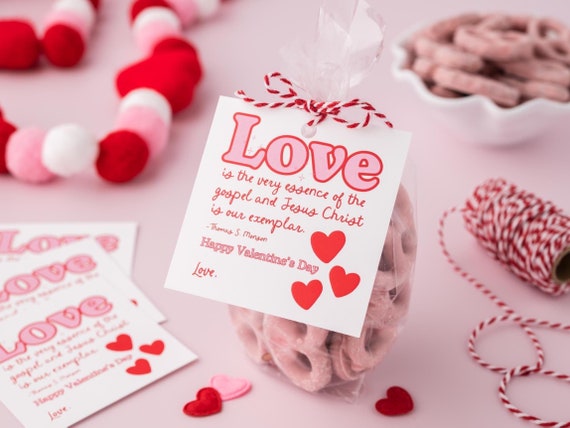 LDS Valentines, February Ministering Handout, LDS Relief Society Sisters Gift Tag, LDS Printable Valentine Treat Tag, Latter-day Saints Card
