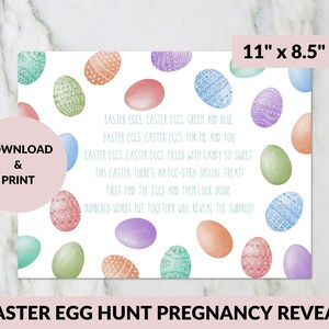 Easter Pregnancy Announcement, Printable Pregnancy Sign Easter Egg Hunt, April Pregnancy Reveal, Spring Baby, Tell Husband, Grandparent Gift image 2