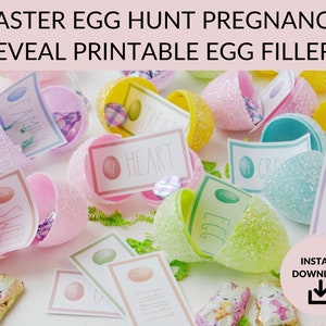 Easter Pregnancy Announcement, Printable Pregnancy Sign Easter Egg Hunt, April Pregnancy Reveal, Spring Baby, Tell Husband, Grandparent Gift image 1
