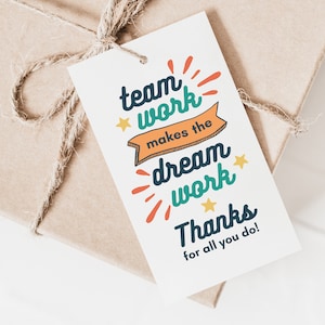 Employee Appreciation Day Gift Tag, Printable Treat Tags, Staff Appreciation, Teamwork, Gifts from Boss, Thanks For All You Do, Sports Team