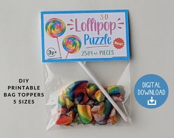 Lollipop Puzzle Printable Bag Topper, April Fool Treat Tag, DIY April Fools Day Idea, Gag Gift, April Fools Prank, Funny Joke for Kids Lunch