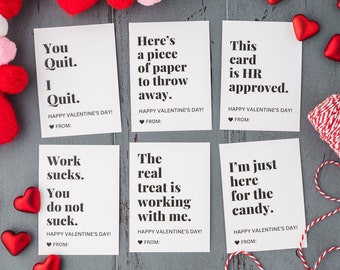Funny Coworker Valentines, Set#3, Office Valentine's Day Party, For Colleague, For Boss, For Employees, Printable Valentines, Coworker Gifts
